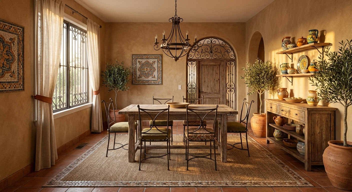 ห้องทานอาหารสไตล์เมดิเตอร์เรเนียน