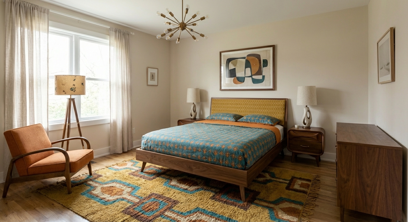 ห้องนอนสไตล์mid century